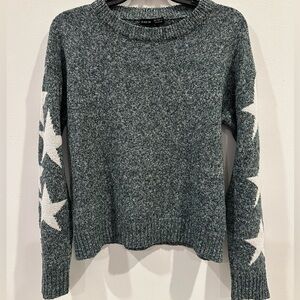 SHEIN Teal Star Pattern Crew Neck Sweater